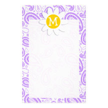 Modelo púrpura de Paisley; Margarita de la primave Papelería De Diseño