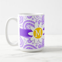 Modelo púrpura de Paisley; Margarita de la primave Tazas De Café