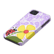 Modelo púrpura de Paisley; Mariquita iPhone 4 Carcasas