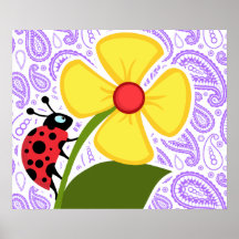 Modelo púrpura de Paisley; Mariquita Poster