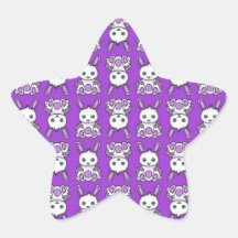 Modelo púrpura del conejito de Kawaii Calcomanía Cuadrada