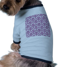 Modelo púrpura del damasco del vintage camiseta de perrito