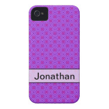 Modelo púrpura personalizado del cuadrado del círc Case-Mate iPhone 4 funda