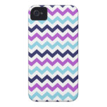 Modelo púrpura y azul de los galones del zigzag Case-Mate iPhone 4 cárcasa