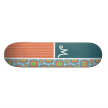 Modelo retro azul y anaranjado tabla de skate