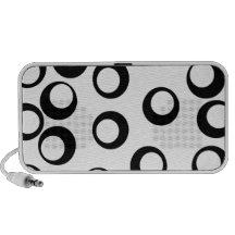 Modelo retro blanco y negro de los círculos notebook altavoz