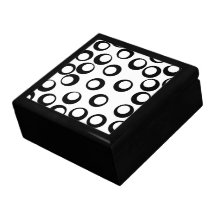 Modelo retro blanco y negro de los círculos caja de joyas