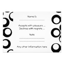 Modelo retro blanco y negro de los círculos invitaciones personales 