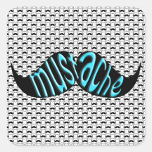 Modelo retro de la MOD del bigote Calcomanía Cuadradas Personalizada