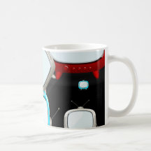 Modelo retro de las televisiones taza de café