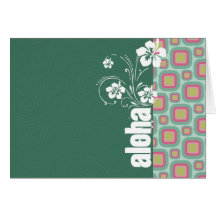 Modelo retro del rosa y de la menta; Hawaiana Felicitación