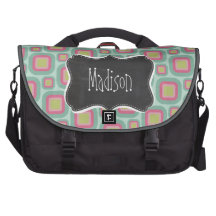 Modelo retro del rosa y de la menta; Pizarra del v Bolsas Para Portátil