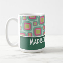 Modelo retro rosado y de la menta lindo tazas de café