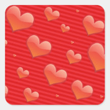 Modelo rojo de los corazones calcomanía cuadradas personalizada