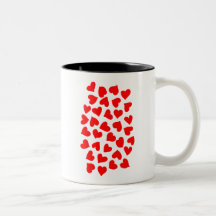 Modelo rojo del corazón tazas de café