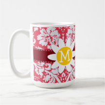 Modelo rojo del damasco; Margarita Taza De Café