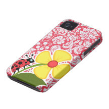 Modelo rojo del damasco; Mariquita iPhone 4 Carcasa