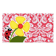 Modelo rojo del damasco; Mariquita Plantillas De Tarjeta De Negocio