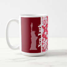 Modelo rojo del damasco; Nueva York; Estatua de la Tazas De Café