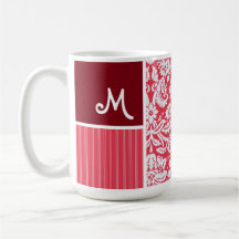 Modelo rojo del damasco tazas de café