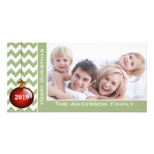 Modelo rojo lindo de Chevron del ornamento de las  Tarjeta Fotográfica Personalizada