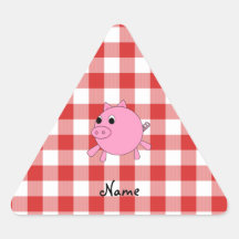 Modelo rojo personalizado de la guinga del cerdo c pegatinas de triangulo