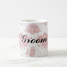 modelo romántico blanco y rojo del damasco tazas de café