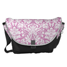Modelo rosado antiguo del damasco bolsa messenger
