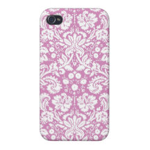 Modelo rosado antiguo del damasco iPhone 4 fundas