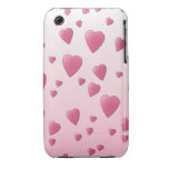 Modelo rosado bonito de los corazones del amor iPhone 3 Case-Mate cárcasa