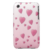 Modelo rosado bonito de los corazones del amor iPhone 3 Case-Mate cárcasa