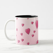 Modelo rosado bonito de los corazones del amor tazas de café