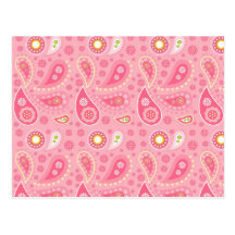 Modelo rosado brillante y bonito de Paisley Tarjeta Postal