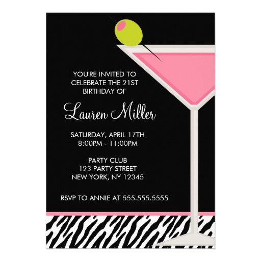 Modelo rosado de Martini y de la cebra Anuncios Personalizados