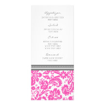 Modelo rosado gris del damasco del menú del boda lonas publicitarias