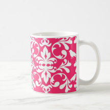 modelo rosado y blanco del damasco del pájaro tazas