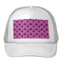 Modelo rosado y negro brillante del damasco gorros  