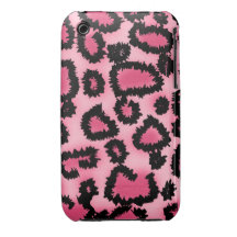Modelo rosado y negro del estampado leopardo iPhone 3 Case-Mate cárcasa