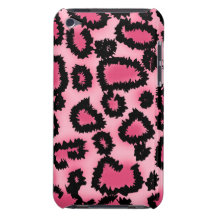 Modelo rosado y negro del estampado leopardo barely there iPod carcasas