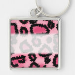 Modelo rosado y negro del estampado leopardo llaveros personalizados