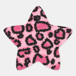 Modelo rosado y negro del estampado leopardo colcomanias forma de estrella personalizadas
