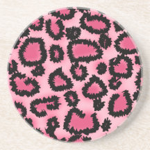 Modelo rosado y negro del estampado leopardo posavasos para bebidas