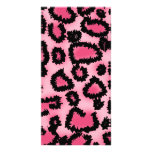 Modelo rosado y negro del estampado leopardo tarjetas con fotos personalizadas