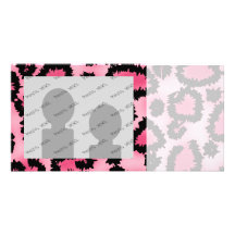 Modelo rosado y negro del estampado leopardo tarjeta fotografica personalizada