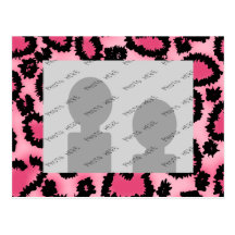 Modelo rosado y negro del estampado leopardo tarjeta postal