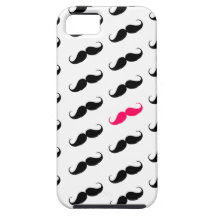 Modelo rosado y negro femenino divertido del bigot iPhone 5 fundas