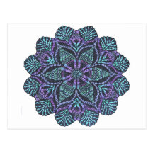 Modelo tejido flor azul tarjeta postal