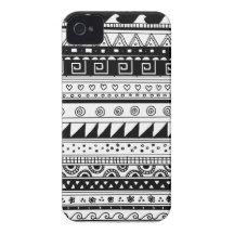 Modelo tribal blanco y negro iPhone 4 Case-Mate coberturas