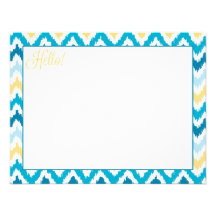 Modelo tribal de Ikat del zigzag amarillo azul Invitacion Personal