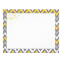 Modelo tribal de Ikat del zigzag gris amarillo Comunicado